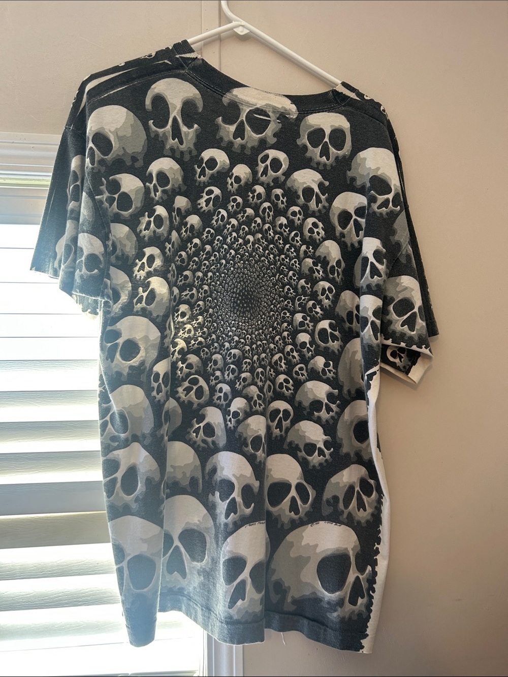 Liquid Blue Black and White Skull Spiral Tee